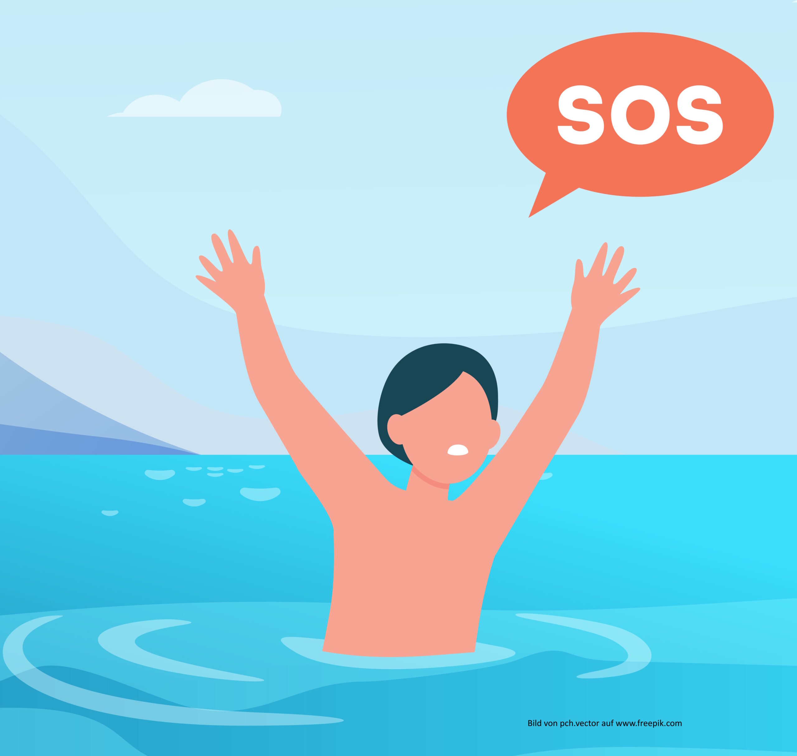 Freepik, Ertrinkender, Child sinking in lake_pch_vector_ZT